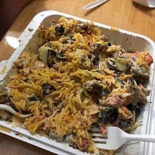 Chicken and lamb over rice