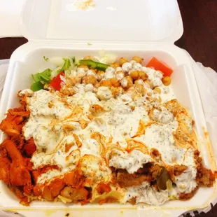 Another angle of the chicken &amp; lamb over rice