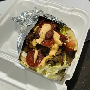 Herd gyro with pepperoni