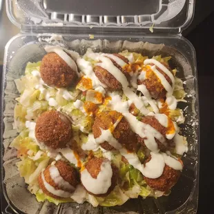 Falafel on salad ($15)