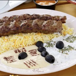 The kebabs are delicious, tender and filling. They served us French fries