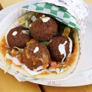 The falafel and shawarma were very tasty and the staff was friendly They gave us free fries I will be back