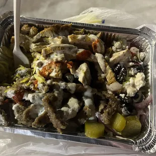 Chicken and lamb over rice - the combo!