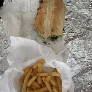 a sandwich and french fries
