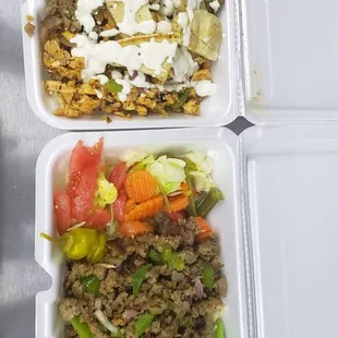 two trays of food