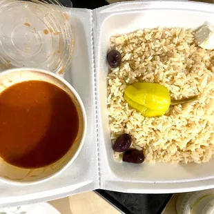 Rice Pilaf with lamb sauce on the side