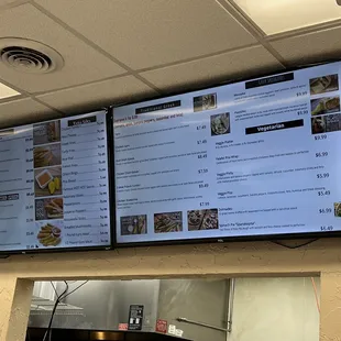 a menu on a wall