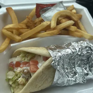 Chicken Souvlaki With Fries