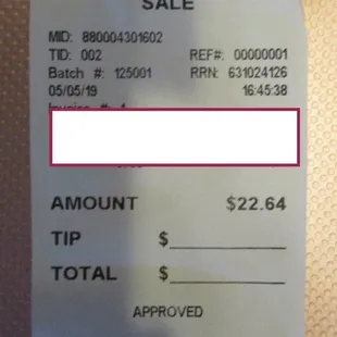 Gyro Palace: My check for a Gyro, Greek Salad, and a box of candy. An itemized receipt would be a nice touch.