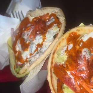 A chicken and a beef gyro