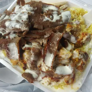 Gyro plate with chicken.