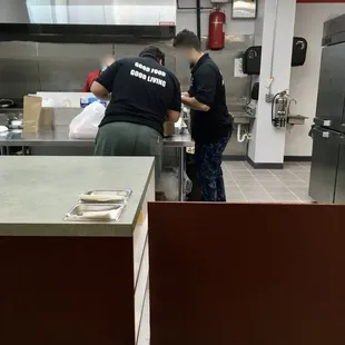 two men working in a commercial kitchen