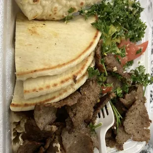 Gyro plate with hummus