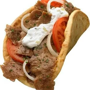 Our traditional GYRO with Lamb/Beef, tomato, onion and tzatziki sauce