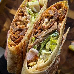 Lamb and beef gyro wrap - garlic sauce instead of Tzatziki