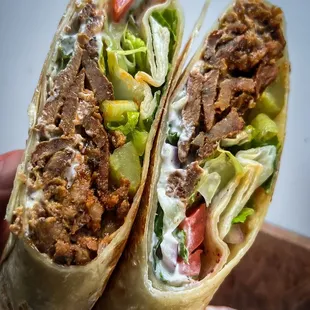 Both Tzatziki and Garlic sauce - Gyro Shawarma Wrap