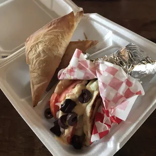 Spinach Pies and Veggies on Pita