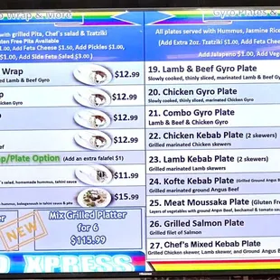 Menu board wraps &amp; plates