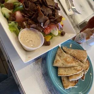 Greek salad with Gyro beef and lamb