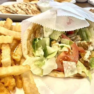 Chicken Shawarma Wrap and Fries