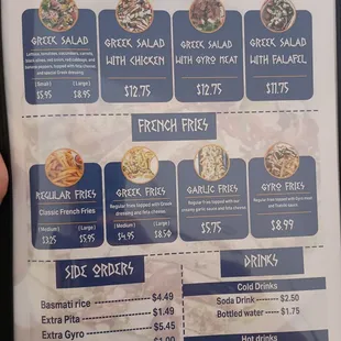 Menu items