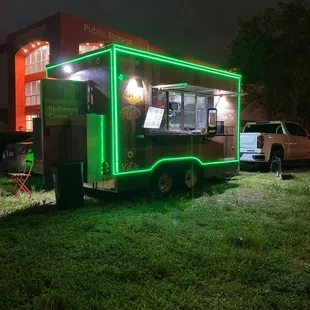 a food truck at night