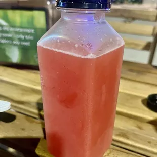 Fresh pressed watermelon pineapple drink right here!