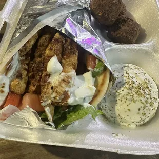 Chicken Gyro with Falafel as a small side