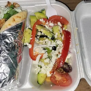 Chicken gyro with side salad