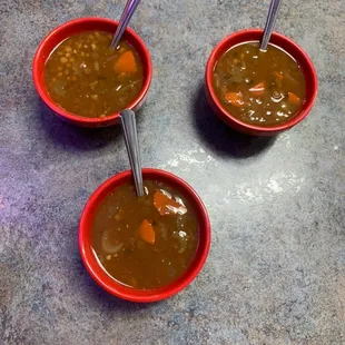 The lentil bean soup is delicious