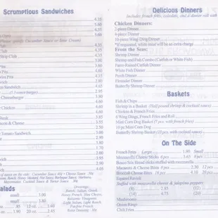 back side of take home menu (2014)