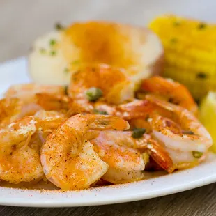 Garlic Cajun Shrimp with corn and potato