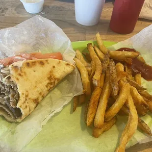 Lunch special - gyro, fries and a drink.