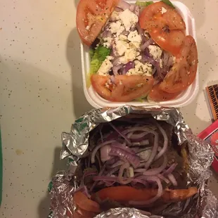 Gyros and Greek salad