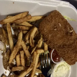 These use to be steak fries. Now they are burnt fries. Burnt fish. I want my money back.