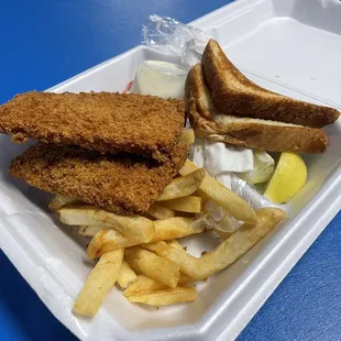 a fried chicken sandwich and french fries