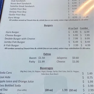 the menu