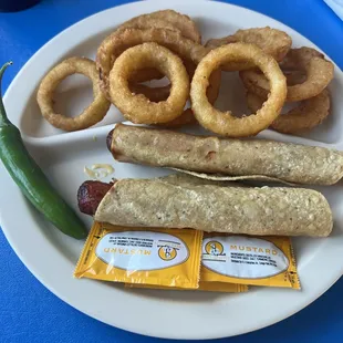 Crispy dog combo sub onion rings $8.50