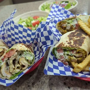 Chicken Shawarma Wrap, Chicken Souvlaki Wrap