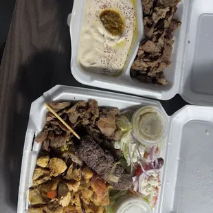 Mediterranean Platter with Hummus and Gyro Meat