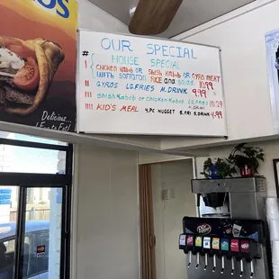 a sign in a restaurant