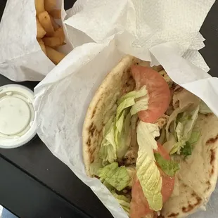 chicken sandwich, fries