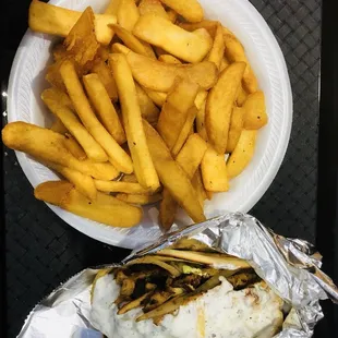 Chicken shawarma and large fries