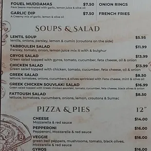 menu