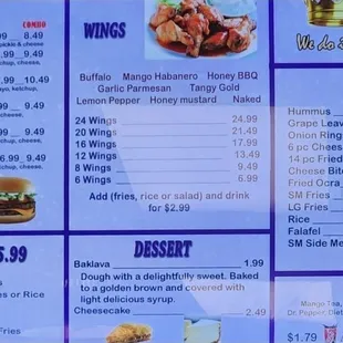 a menu for a restaurant