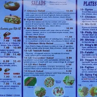 a menu for a restaurant