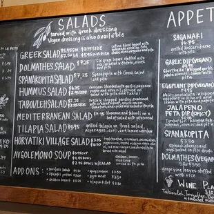 a menu on a blackboard