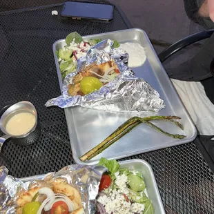 three sticks of asparagus