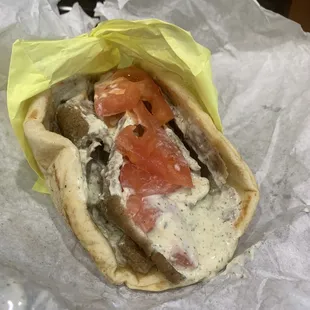 Gyro with no onion and extra sauce