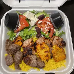 Combination plate. No skimping on ANYTHING. Side of dressing and tzaiki